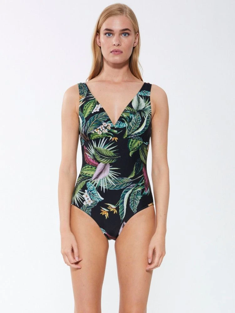 Triangel-Badeanzug EXOTIC LEAVES Schwarz Grün Von Fürstenberg – Bild 6