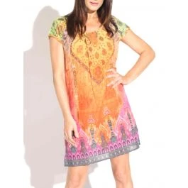 Baumwolle Batist Dress MARAKESCH Orange-lila Von Gattina