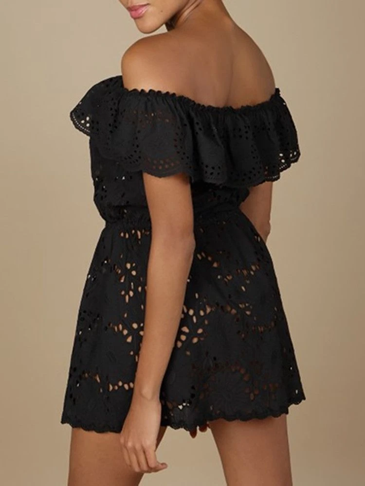 Baumwolle Lochspitze Sommerkleid GLADYS Schwarz Von Marjolaine – Bild 4