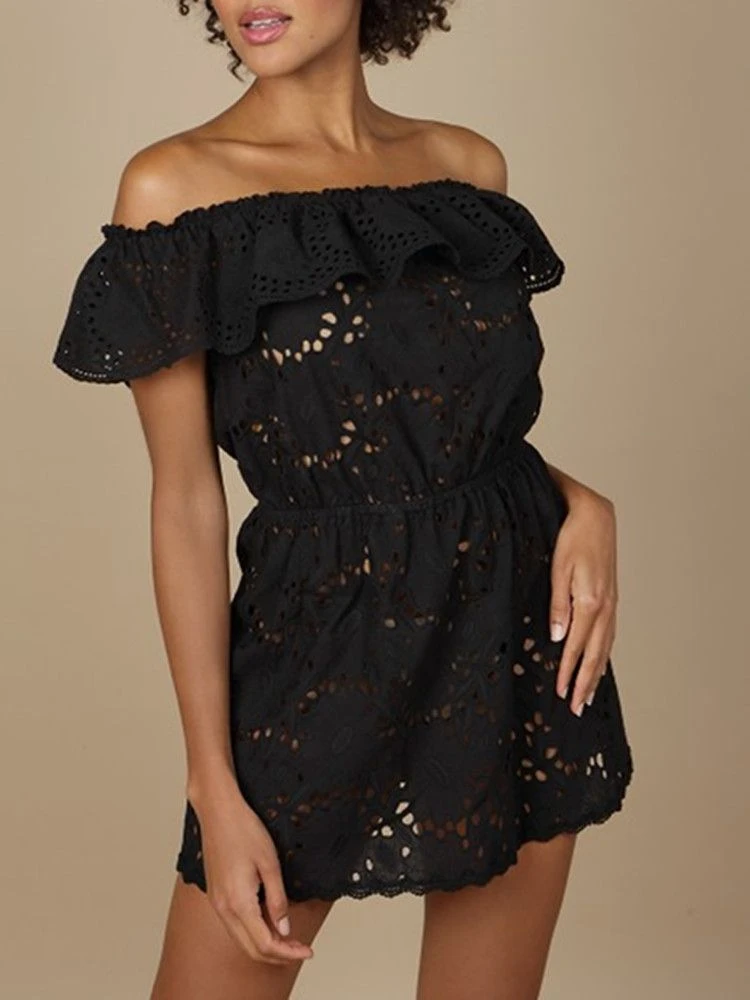 Baumwolle Lochspitze Sommerkleid GLADYS Schwarz Von Marjolaine – Bild 3