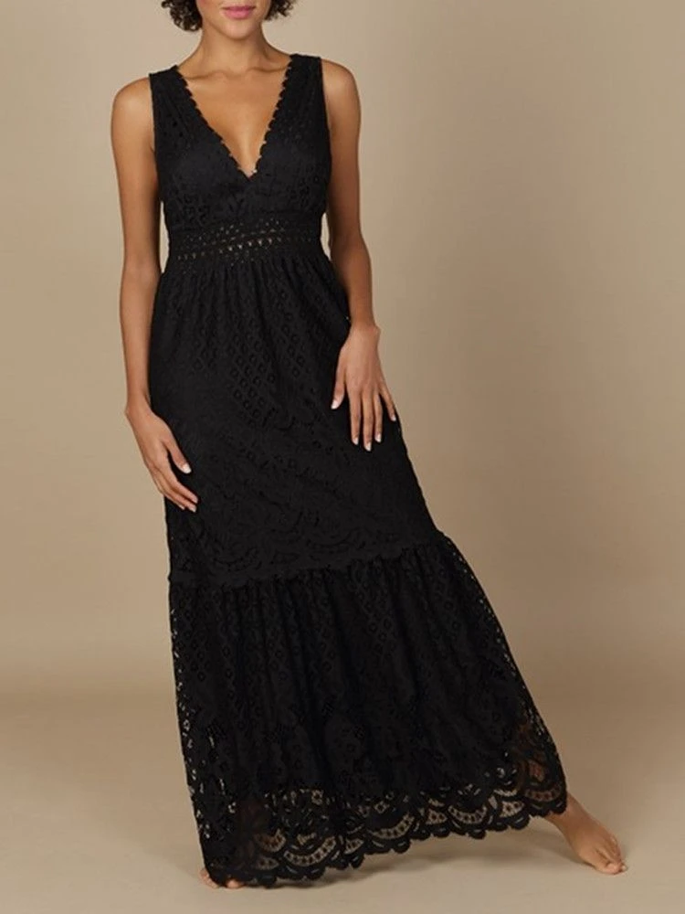 Baumwolle-Spitze Sommerkleid GITANE Schwarz Von Marjolaine â Bild 4