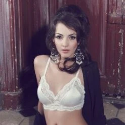 Satin Triangel-BH Mit Spitze WHITE Les Jupons De Tess