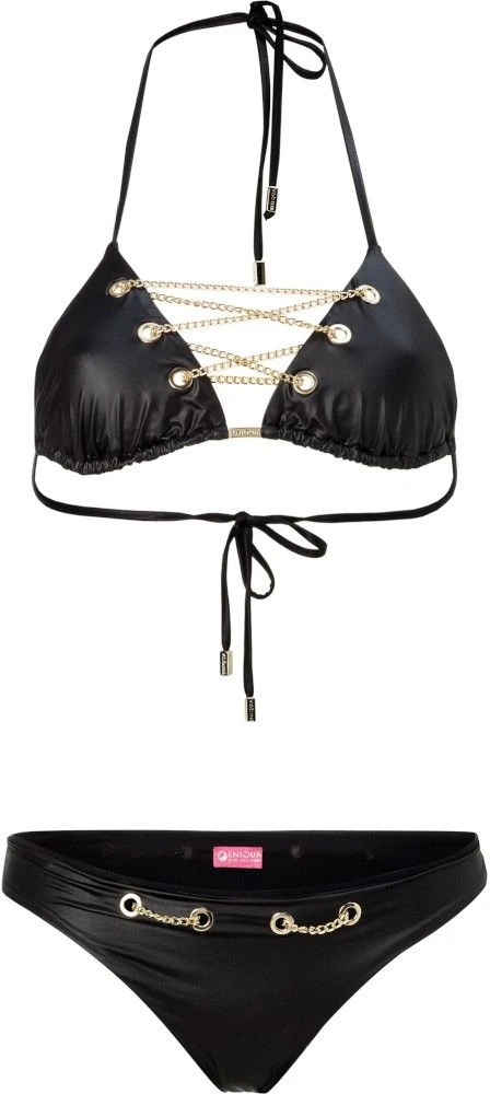 Triangel Bikini LACE UP BOUND BLACK LEATHER Von Eniqua – Bild 3