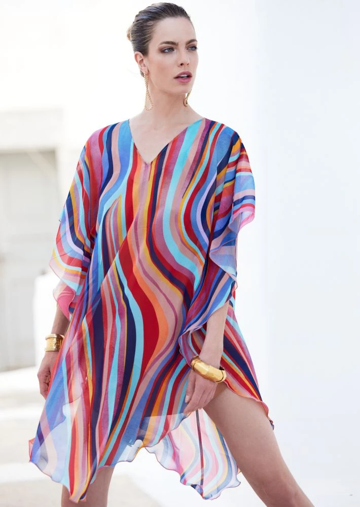 Chiffon Kaftan MULTICOLOR WAVES Bunt Von Luna Di Seta – Bild 6