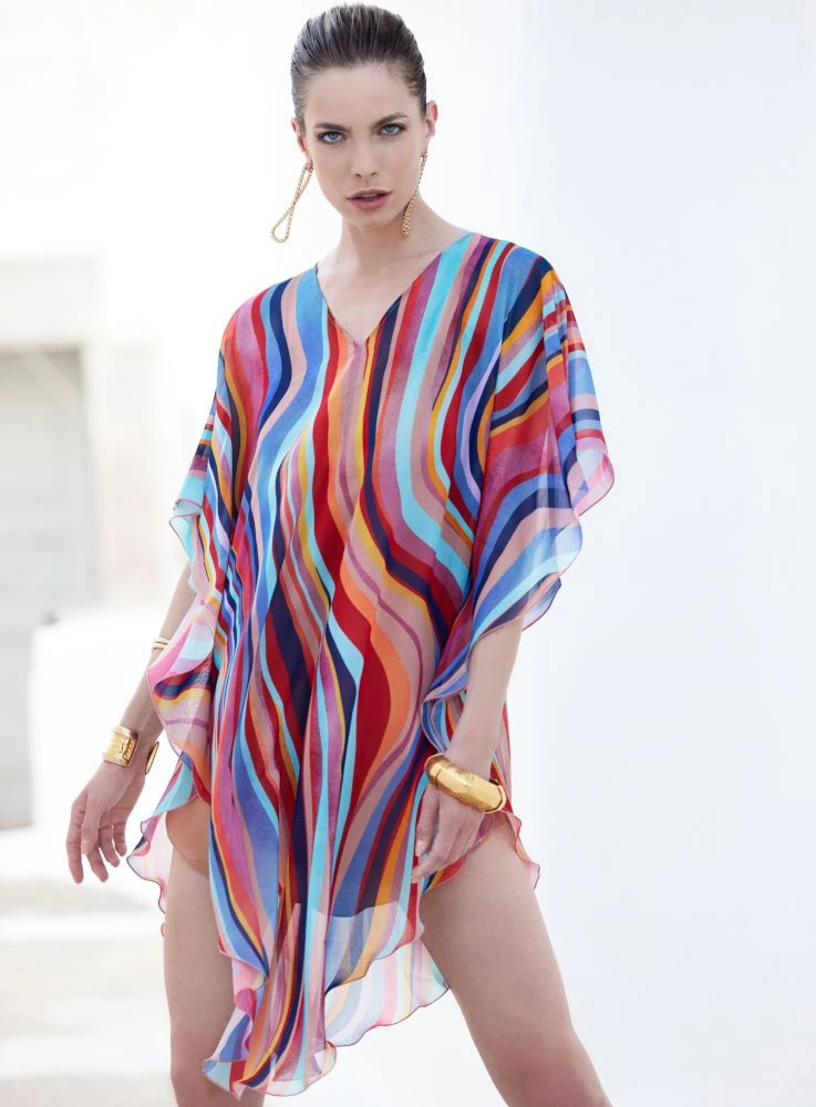 Chiffon Kaftan MULTICOLOR WAVES Bunt Von Luna Di Seta – Bild 2