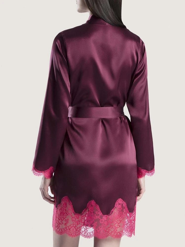 100% Seide Kimono SOIE D´AMOUR Mit Spitze Aubade – Bild 2