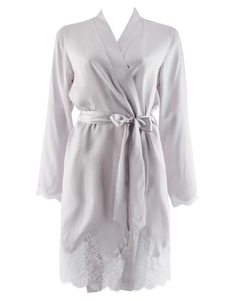 100% Seide Kimono SOIE D´AMOUR Mit Spitze Aubade – Bild 5
