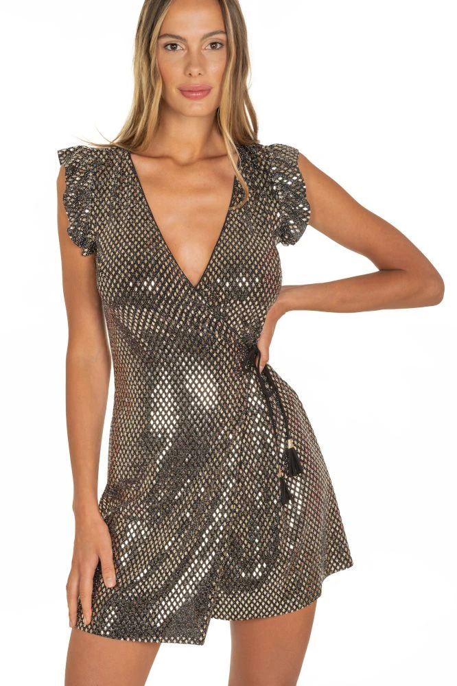 Strandkleid MIRROR RHOMBUS Schwarz Gold Von Pin-Up Stars – Bild 2