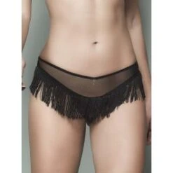 Tüll Ouvert-Panty SOPHIE Schwarz Mit Fransen Von Escora