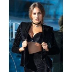 Samt Jacke Mit Spitze Schwarz Von Ambra