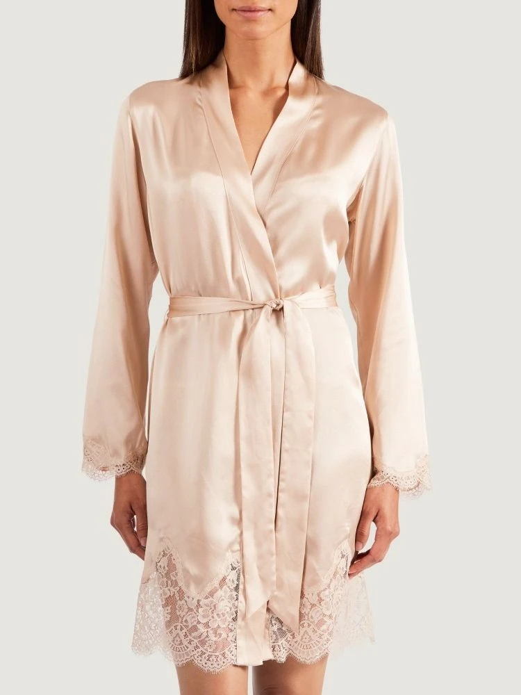100% Seide Kimono SOIE D´AMOUR Mit Spitze Aubade – Bild 10