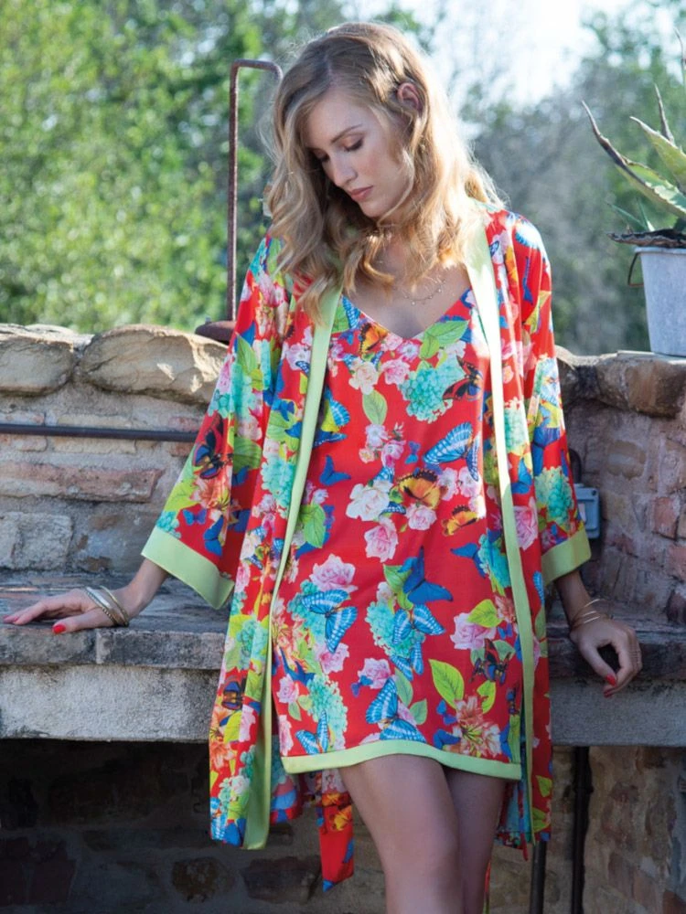 Seide Morgenmantel Kurz PAPILLON No. 4 Von Chiara Fiorini – Bild 2