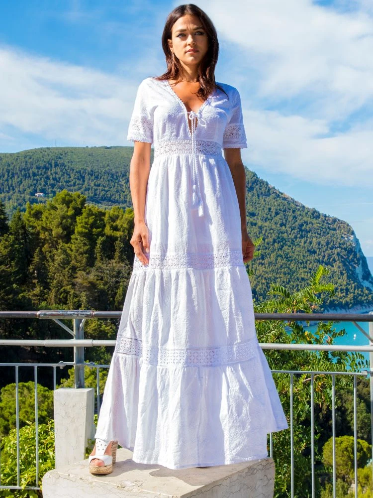Sommerkleid Mit Spitze ARIANNA Lang Weiß Von Laetitia Beachwear – Bild 2